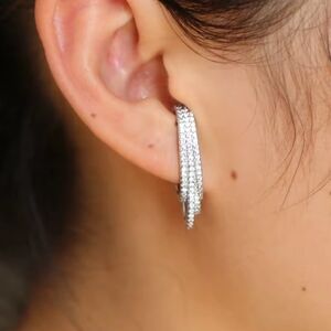 18 KT White Gold Pave Earrings